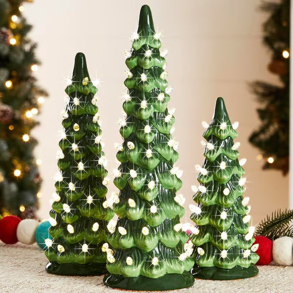 Retro Hand-Painted Tabletop Christmas Trees
