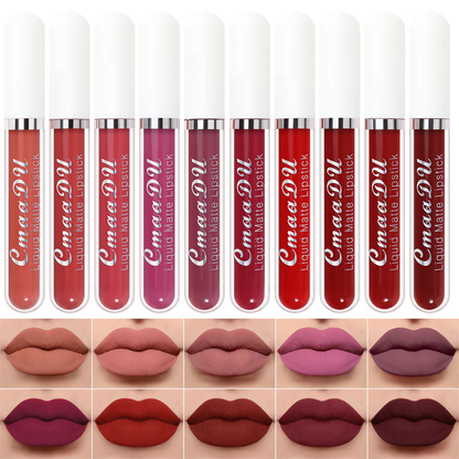 💖10Pcs Liquid Matte Matt Lipstick Set, Long Lasting Lipstick 24 hour Waterproof Lip Gloss