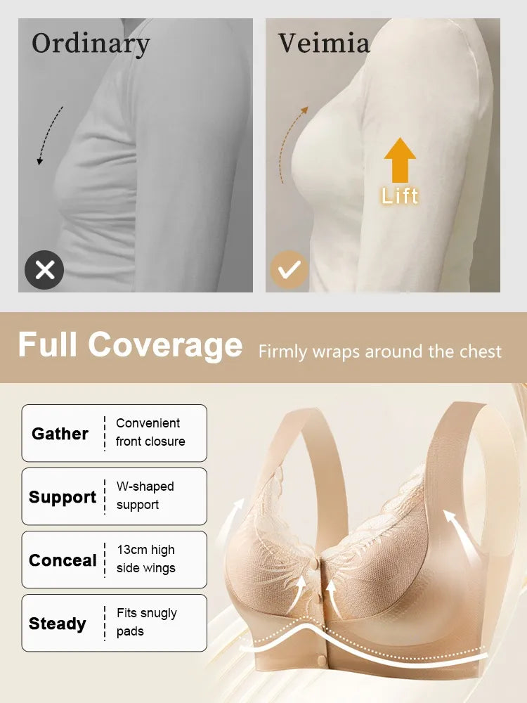wear Lace Front Closure Bra Full Coverage Secure Support Wireless Sleep Comfort