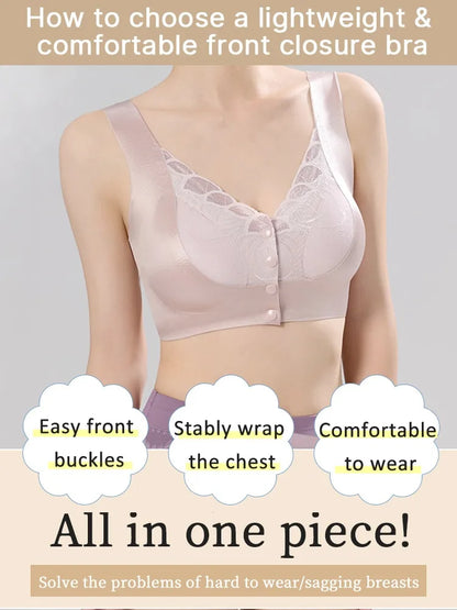 wear Lace Front Closure Bra Full Coverage Secure Support Wireless Sleep Comfort