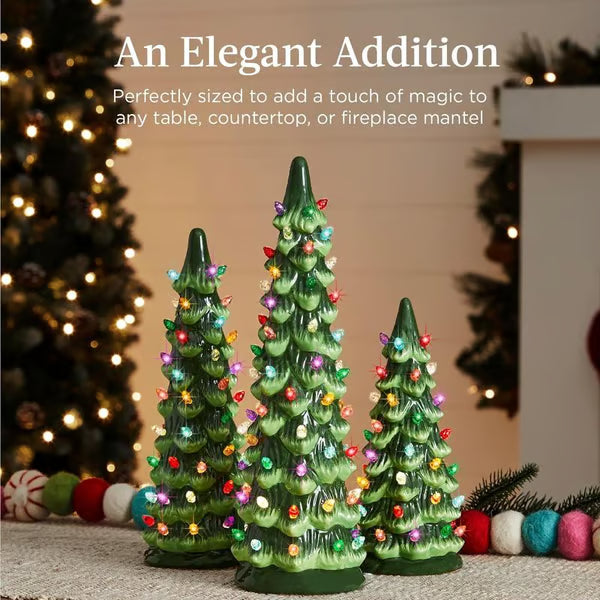 Retro Hand-Painted Tabletop Christmas Trees