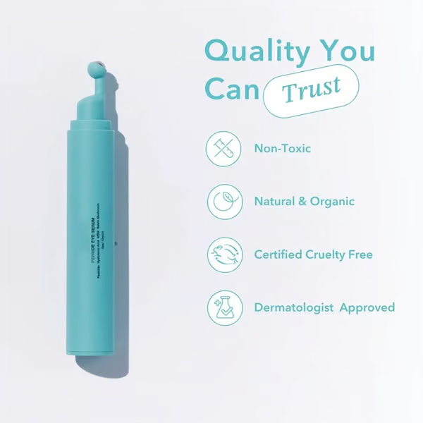 Peptide Eye Serum - Cooling Rollerball Under Eye Serum for Puffiness Dark Circles & Wrinkles with Peptides Hyaluronic Acid MSM & Reishi Mushroom