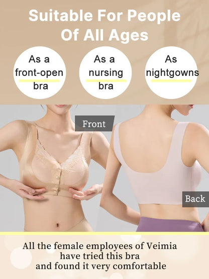 wear Lace Front Closure Bra Full Coverage Secure Support Wireless Sleep Comfort