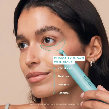 Peptide Eye Serum - Cooling Rollerball Under Eye Serum for Puffiness Dark Circles & Wrinkles with Peptides Hyaluronic Acid MSM & Reishi Mushroom